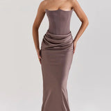 Straploze Maxi Jurk met Gedrapeerde Taille