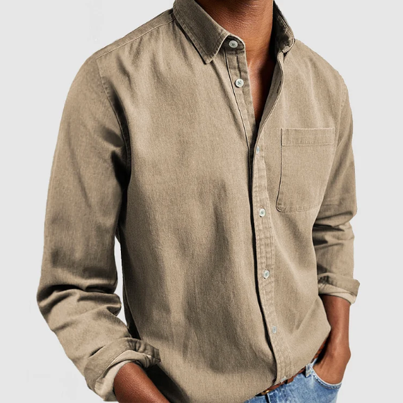 Heren Casual Overhemd Met Borstzak En Comfort Fit