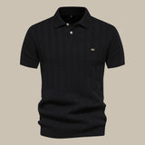 Heren Polo Met Verticale Structuur En Slim Fit