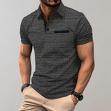 Heren Polo Shirt met Subtiel Patroon en Korte Mouwen