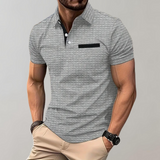Heren Polo Shirt met Subtiel Patroon en Korte Mouwen