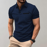 Heren Polo Shirt met Subtiel Patroon en Korte Mouwen