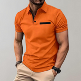 Heren Polo Shirt met Subtiel Patroon en Korte Mouwen