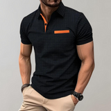 Heren Polo Shirt met Subtiel Patroon en Korte Mouwen