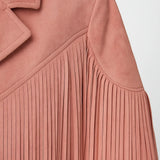 Trendy Korte Suède Look Jas met Franjes en Reverskraag