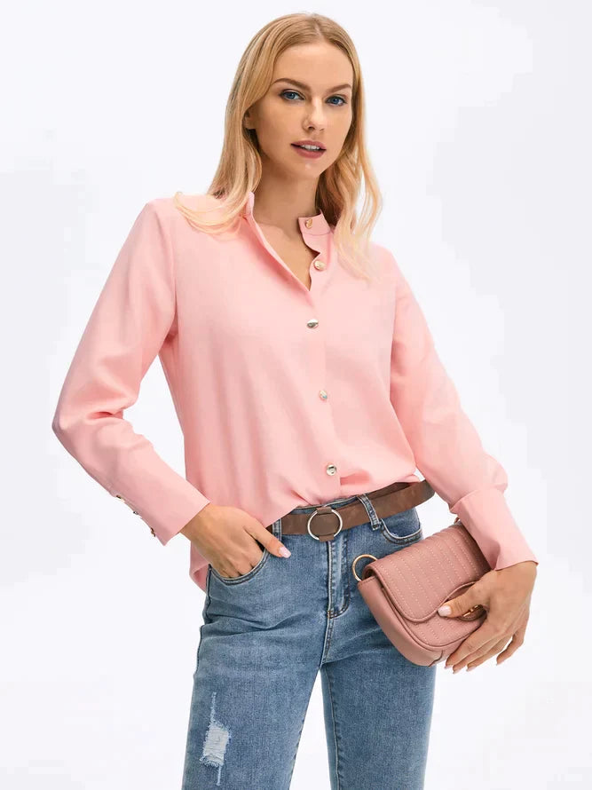 Stijlvolle premium damesblouse met knopen en elegante afwerking – ideaal voor zowel zakelijke als casual outfits met een verfijnde uitstraling.
