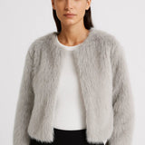 Elegante Korte Teddy Jas met Ronde Hals en Zachte Afwerking
