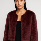 Elegante Korte Teddy Jas met Ronde Hals en Zachte Afwerking