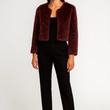 Elegante Korte Teddy Jas met Ronde Hals en Zachte Afwerking
