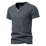 Heren Minimalistisch V-Hals T-Shirt met Slim Fit