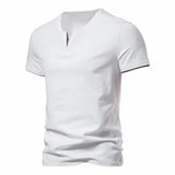 Heren Minimalistisch V-Hals T-Shirt met Slim Fit