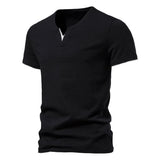 Heren Minimalistisch V-Hals T-Shirt met Slim Fit