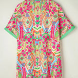 Bohemian Tuniekjurk met Kleurrijke Print en Knoopsluiting