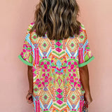Bohemian Tuniekjurk met Kleurrijke Print en Knoopsluiting