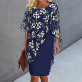 Midi Jurk met Bloemenprint en Chiffon Overlay