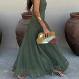 Dames One-Shoulder Maxi Jurk met Geplooide Taille