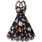Halloween midi jurk – spookachtige cartoon print kostuum voor dames, comfortabele pasvorm met speels en eng ontwerp, perfect voor Halloween en verkleedfeesten.