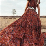 Maxi Jurk met Bohemian Print en Split
