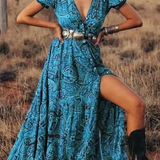 Maxi Jurk met Bohemian Print en Split