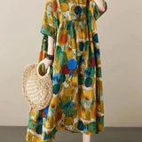 Oversized Maxi Jurk met Abstracte Print