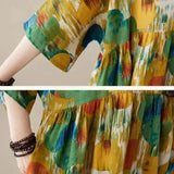 Oversized Maxi Jurk met Abstracte Print