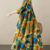 Oversized Maxi Jurk met Abstracte Print