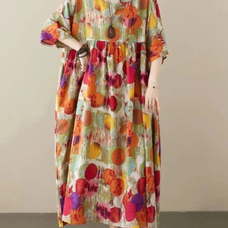Oversized Maxi Jurk met Abstracte Print