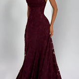Dames Strapless Kant Maxi Jurk
