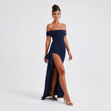 Dames Off-Shoulder Maxi Jurk met Split