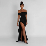 Dames Off-Shoulder Maxi Jurk met Split