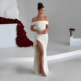 Dames Off-Shoulder Maxi Jurk met Split