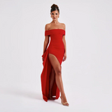 Dames Off-Shoulder Maxi Jurk met Split
