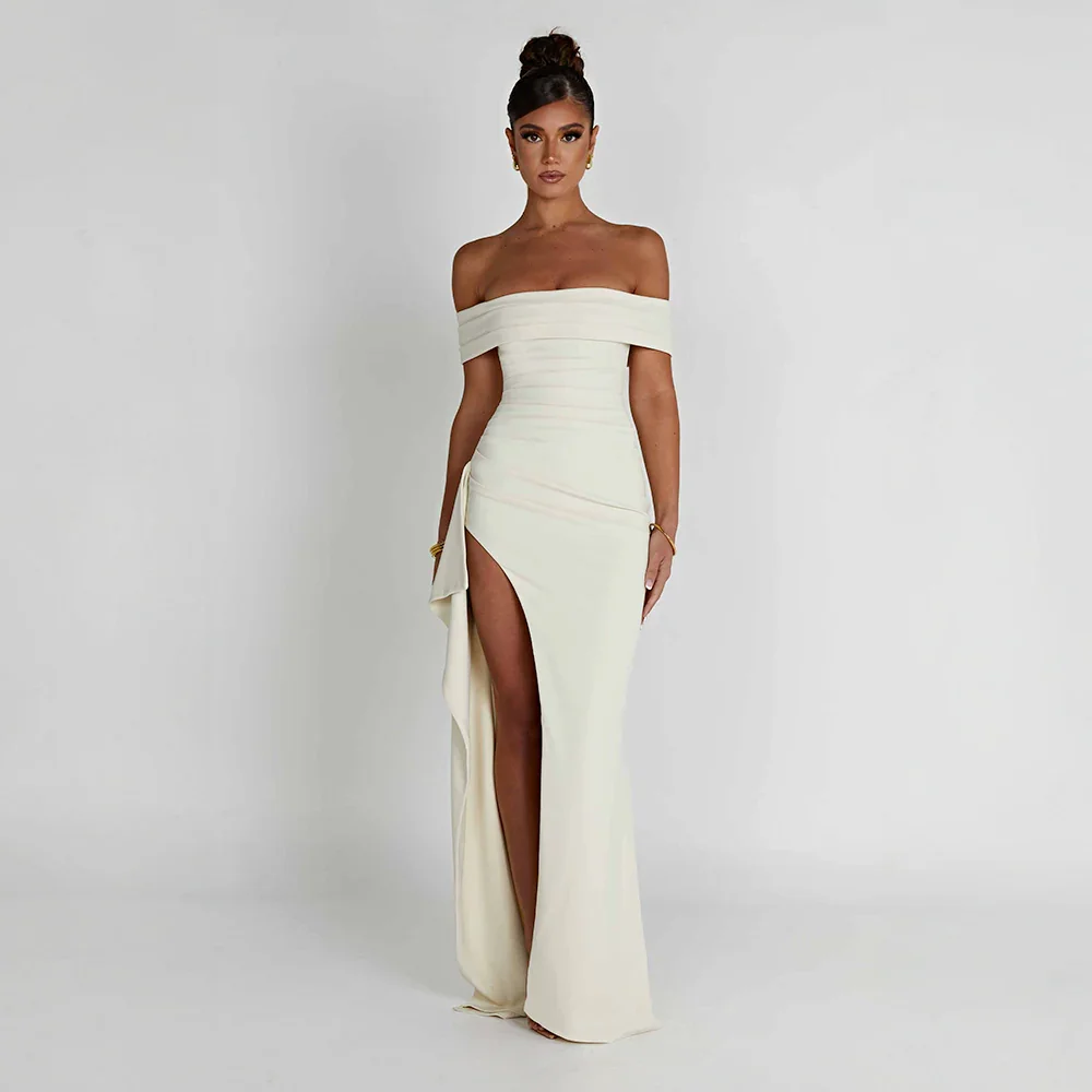 Dames Off-Shoulder Maxi Jurk met Split