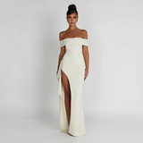 Dames Off-Shoulder Maxi Jurk met Split