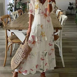 Midi Jurk met Bloemenprint en Knoopsluiting