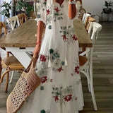 Midi Jurk met Bloemenprint en Knoopsluiting