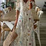 Midi Jurk met Bloemenprint en Knoopsluiting