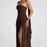 Dames Strapless Maxi Jurk met Split