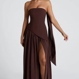 Dames Strapless Maxi Jurk met Split