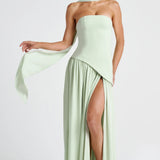 Dames Strapless Maxi Jurk met Split