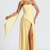 Dames Strapless Maxi Jurk met Split