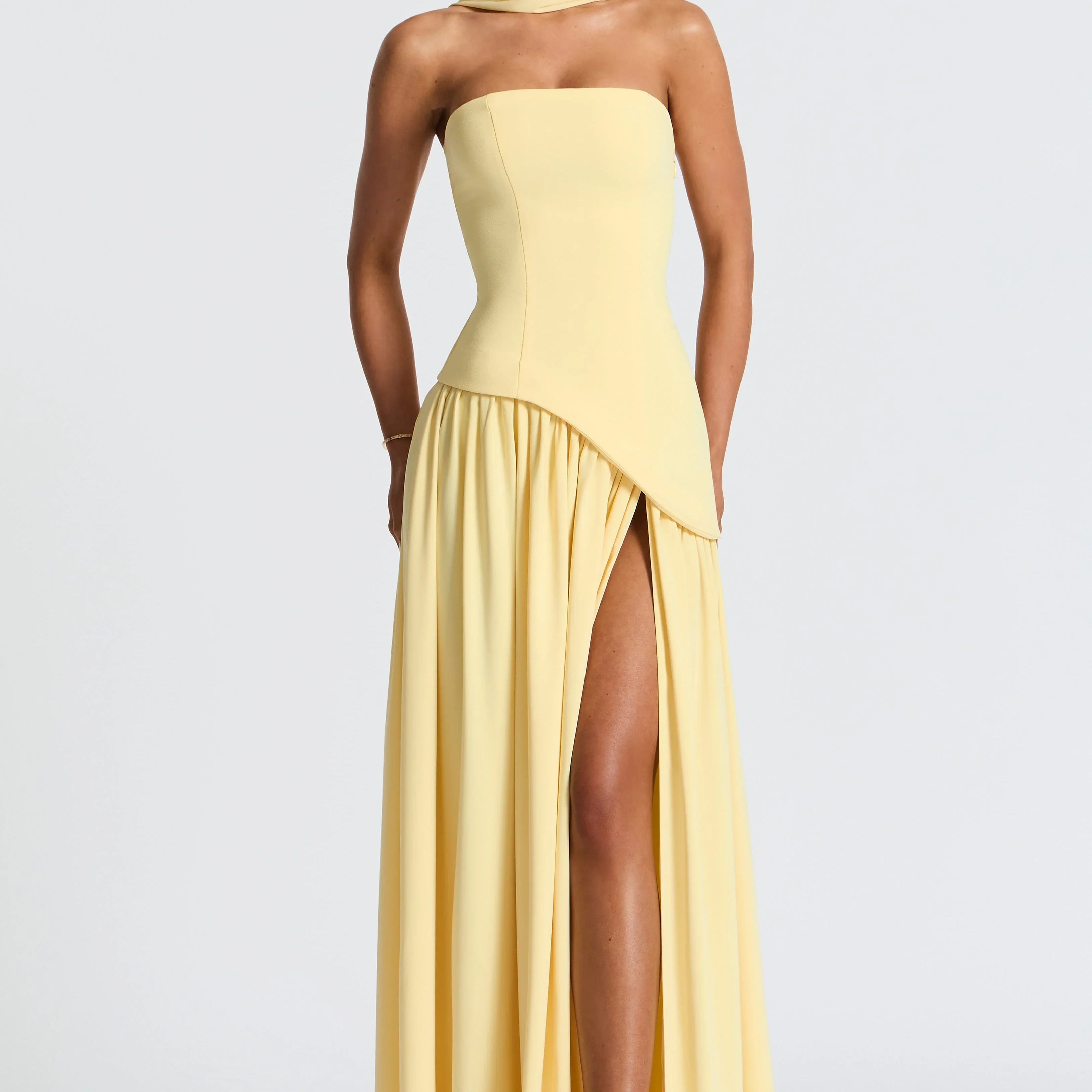 Dames Strapless Maxi Jurk met Split