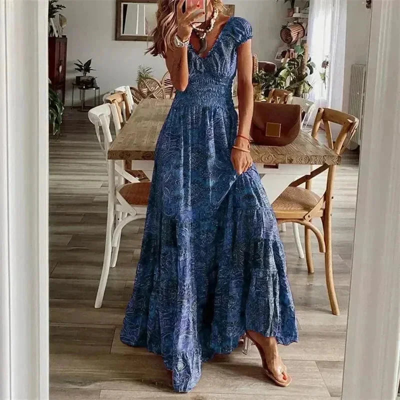 Maxi Jurk met Print en Volantzoom