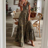 Maxi Jurk met Print en Volantzoom