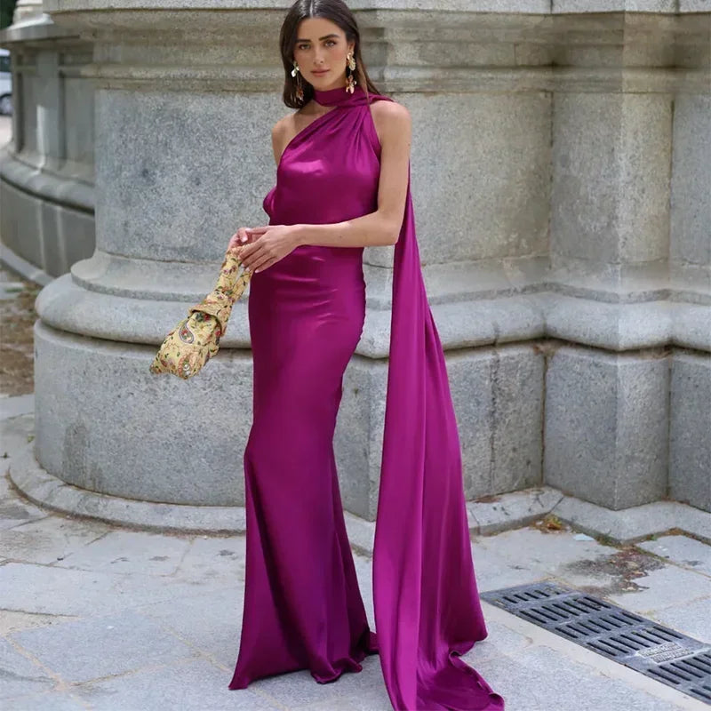 Dames Halter Maxi Jurk met Open Rug