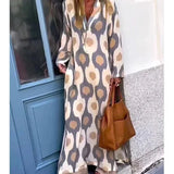 Bohemian Maxi Jurk met Geometrische Print en V-Hals