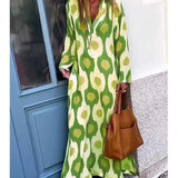 Bohemian Maxi Jurk met Geometrische Print en V-Hals