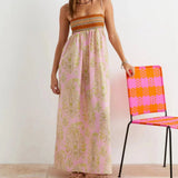 Strapless Maxi Jurk met Bloemenprint