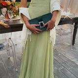 Dames Strapless Maxi Jurk met Geplooide Rok
