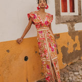 Maxi Jurk met Off-Shoulder Halslijn en Print